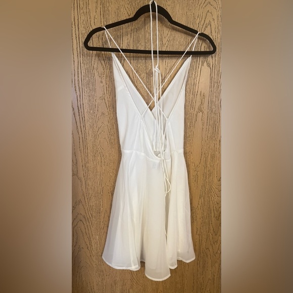 ASOS Designs Wrap Cami Lace Up Back Dress US 8 Ivory Lightweight Flowy Ethereal - Picture 2 of 6